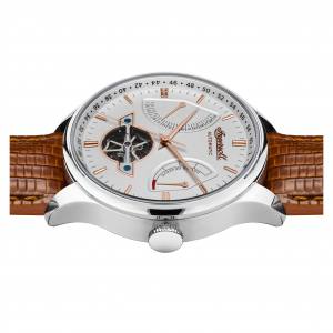 Ingersoll 1892 I04605 Mens The Hawley Movement Automatic Case Stainless Steel Dial White Strap Leather Tan Matt