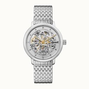 Ingersoll 1892 I06101 Damenuhr The Crown Automatikwerk Edelstahl poliert Ziffernblatt Silber Metallarmband Silber matt