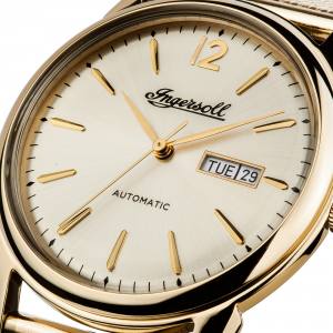 Ingersoll I00506 Herrenuhr The New Haven  Automatikwerk Edelstahl poliert Ziffernblatt gold Band Metallband gold